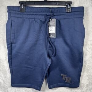 True Religion NEW Men Sweat Shorts 10" M Blue Tru Foil Logo Drawstring Waistband